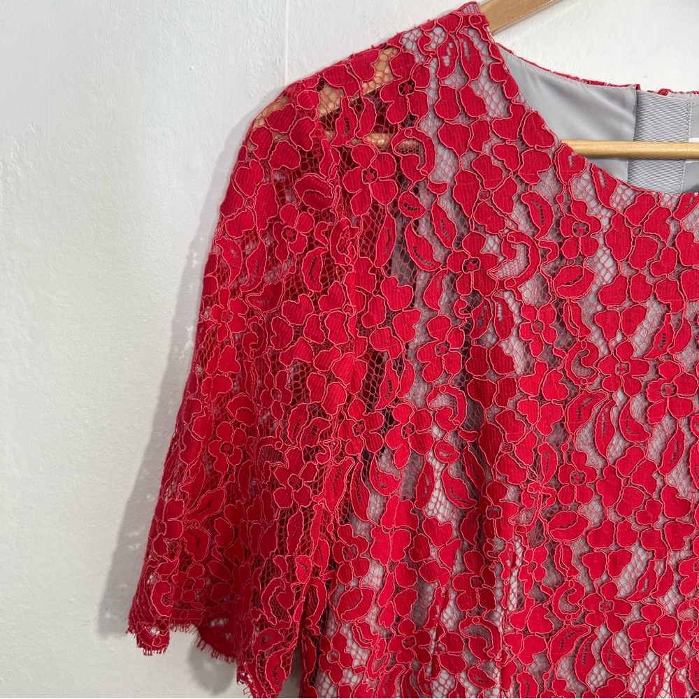L.K. Bennett Wardour Pencil Pink Lace Overlay Size 12 - Picture 5 of 15